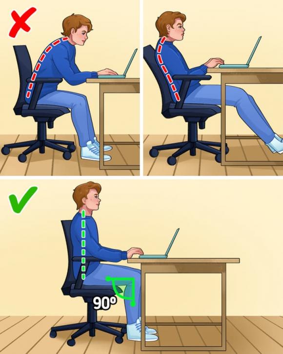 ngồi mát tính, tư thế ngồi máy tính, sức khỏe 