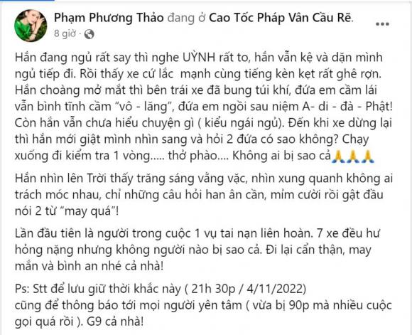 ca sĩ Phạm Phương Thảo, Phạm Phương Thảo, tai nạn giao thông
