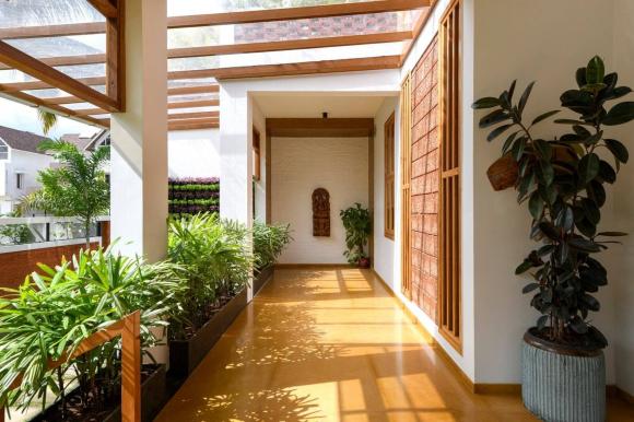 thiết kế nhà 2 tầng, thiết kế nhà đẹp, tường đá ong