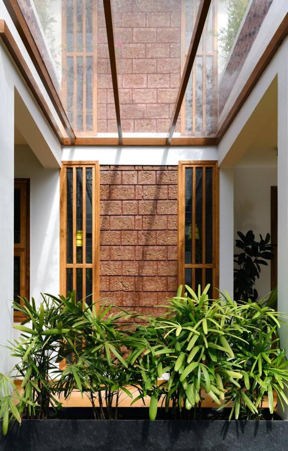 thiết kế nhà 2 tầng, thiết kế nhà đẹp, tường đá ong