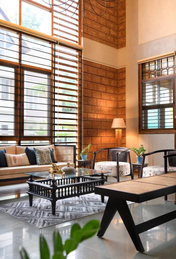 thiết kế nhà 2 tầng, thiết kế nhà đẹp, tường đá ong