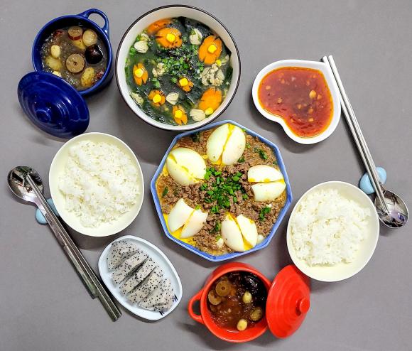 mâm cơm, mâm cơm nấu cho con, món ngon 