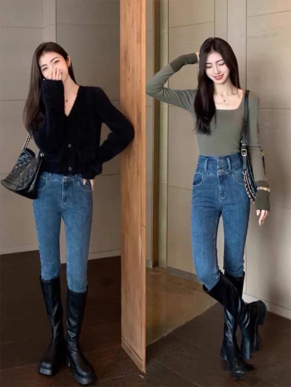 quần jeans, thời trang thu đông, phong cách hàn quốc