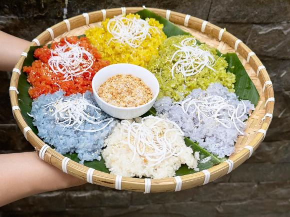 xôi lục sắc, món xôi lục sắc, công thức xôi lục sắc