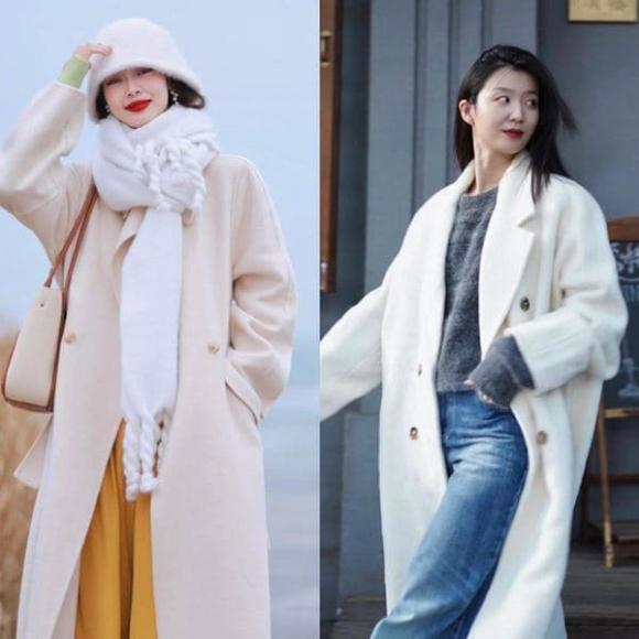 áo khoác trắng, áo khoác trắng đẹp, thời trang mùa đông