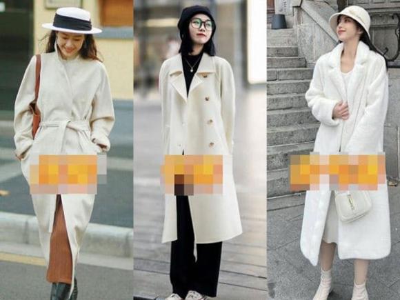 áo khoác trắng, áo khoác trắng đẹp, thời trang mùa đông