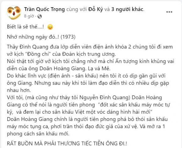 NSND Doãn Hoàng Giang, NSND Doãn Hoàng Giang qua đời, sao Việt