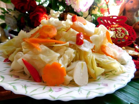 bắp cải ngâm chua ngọt, công thức bắp cải ngâm chua ngọt, bắp cải muối