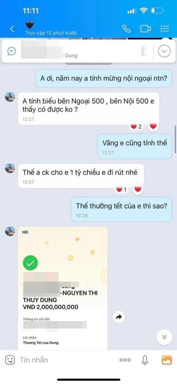 biếu Tết bố mẹ, thưởng Tết cho vợ, thưởng Tết 1 tỷ