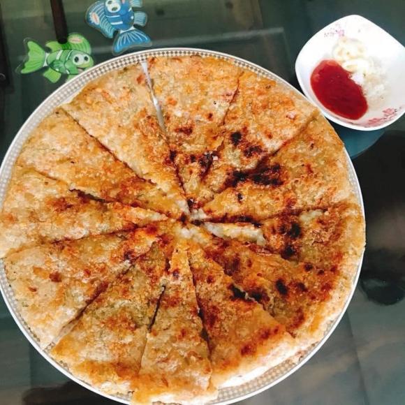 bánh chưng pizza, cách làm pizza bánh chưng,  bánh chưng rán, ăn ngon 