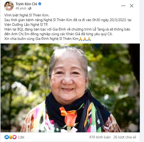 Nghệ sĩ Thiên Kim, nghệ sĩ Thien Kim, sao Việt, sao việt qua đời