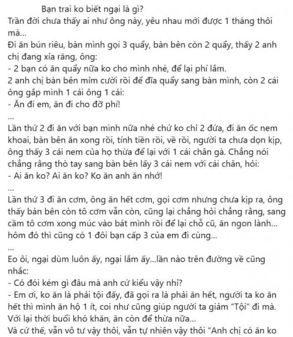 bạn trai vô duyên, bạn trai ăn đồ thừa, ăn đồ thừa của người khác