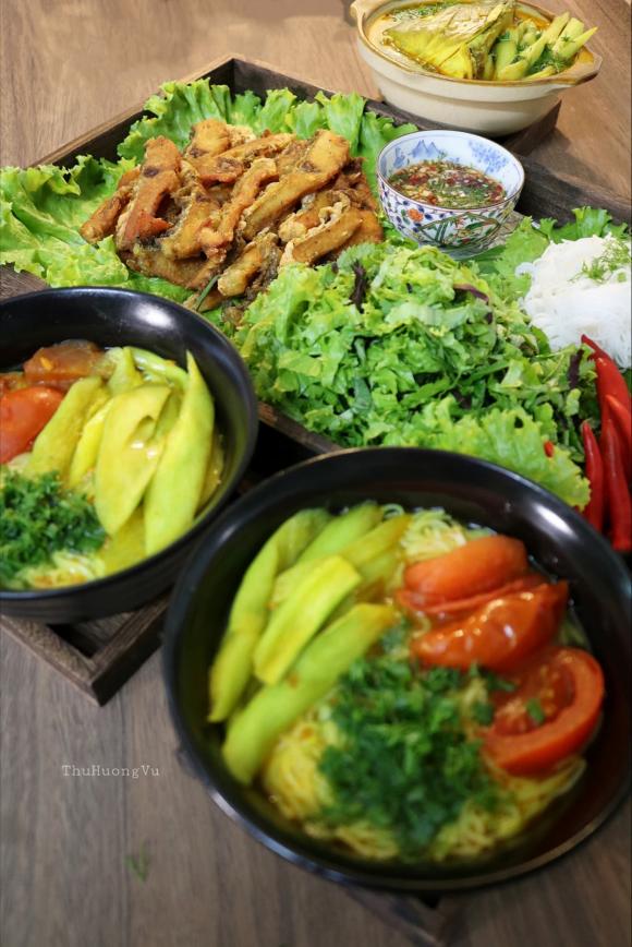 bún cá chấm, bún cá chan, công thức bún cá