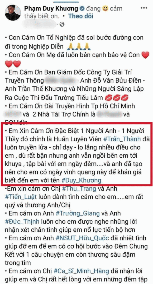 Trấn Thành, Duy Khương, sao Việt