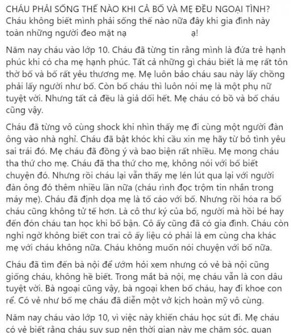 ngoại tình, bố ngoại tình, mẹ ngoại tình