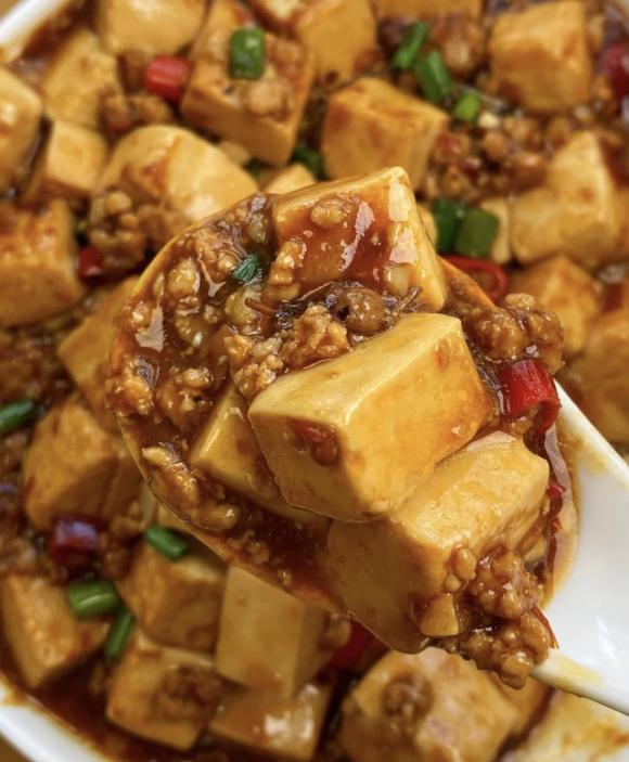 đậu phụ sốt thịt băm, công thức đậu phụ sốt thịt băm, món ngon từ đậu phụ