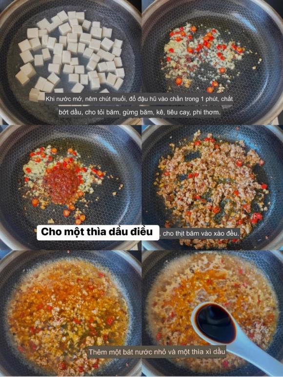 đậu phụ sốt thịt băm, công thức đậu phụ sốt thịt băm, món ngon từ đậu phụ
