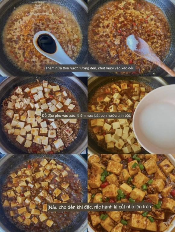 đậu phụ sốt thịt băm, công thức đậu phụ sốt thịt băm, món ngon từ đậu phụ