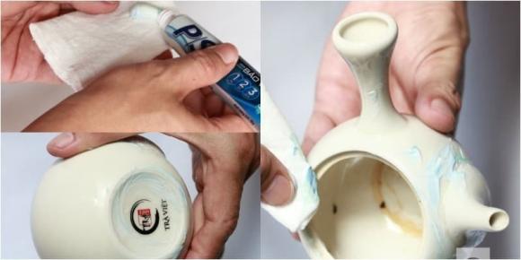 rửa sạch cố xỉn màu, cốc sứ bị xỉn màu, rửa sạch cốc