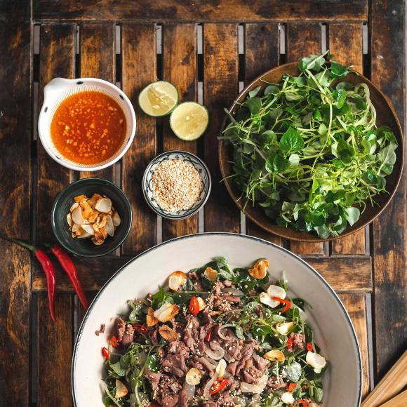 rau càng cua, salad rau càng cua, món ngon từ rau càng chua