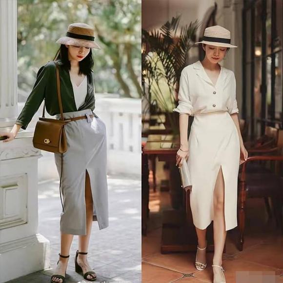 thời trang mùa hè, thời trang váy kết hợp với mũ, gu thời trang sang trọng