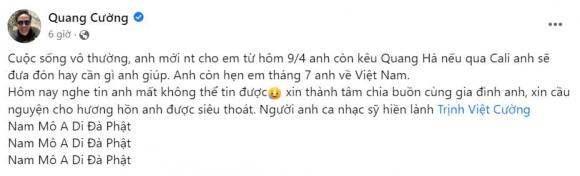 nhạc sĩ Trịnh Việt Cường, Trịnh Việt Cường qua đời, ca sĩ Trịnh Việt Cường