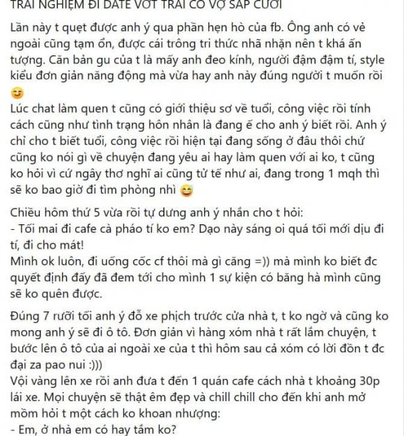 hẹn hò với chàng trai đã có vợ sắp cưới, đánh ghen, đi hẹn hò