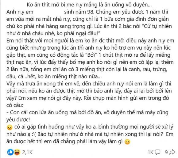 ra mắt nhà bạn trai, bới đồ ăn, cô gái vô duyên