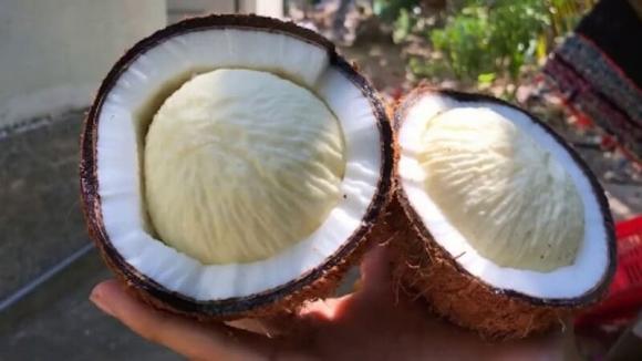 Phần lõi trắng trong quả dừa khô thường bị vứt đi, nay là đặc sản hiếm có khó tìm