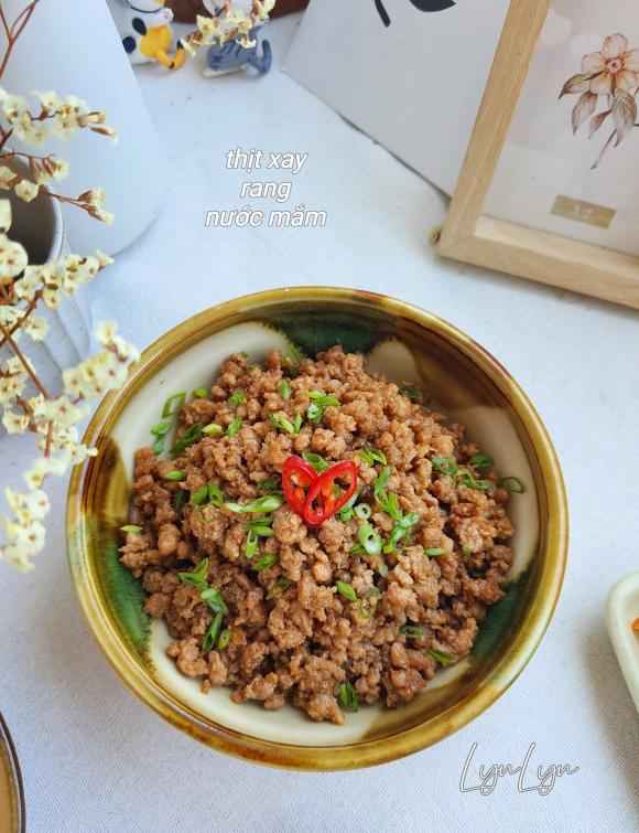 thịt xay rang nước mắm, món ngon từ thịt heo, món ngon từ thịt xay