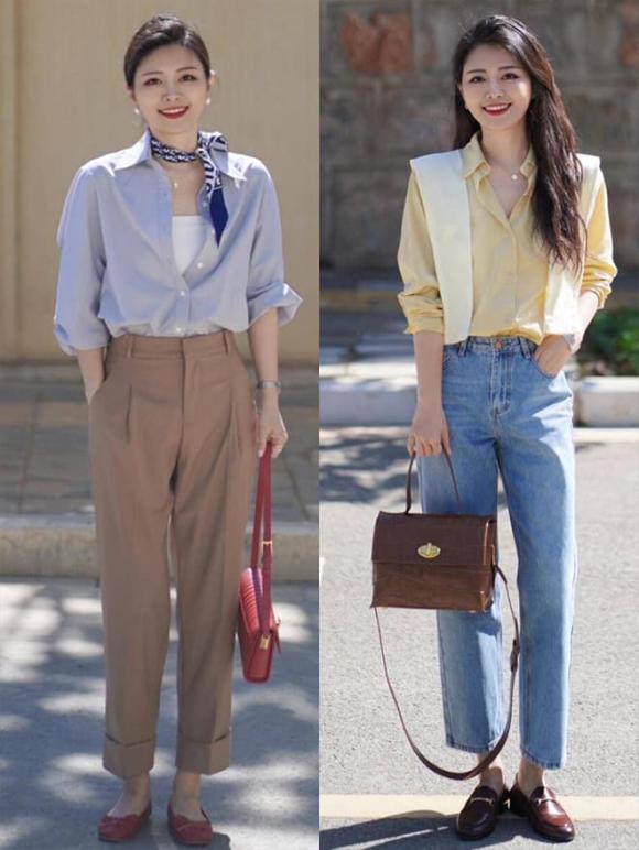 Mùa hè diện đồ trông rất tây, áo sơ mi kết hợp với quần jean hoặc chân váy trông thời trang hơn, thời trang mùa hè