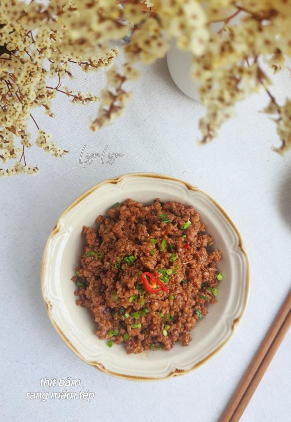 thịt băm rang mắm tép, công thức thịt băm rang mắm tép, món ngon từ thịt heo