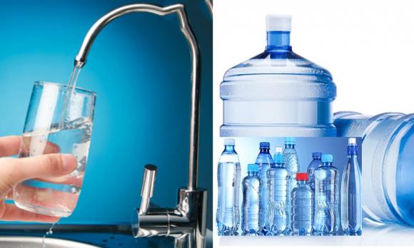 nước máy, nước máy đun sôi, nước đóng chai, uống nước, sức khỏe, nước uống