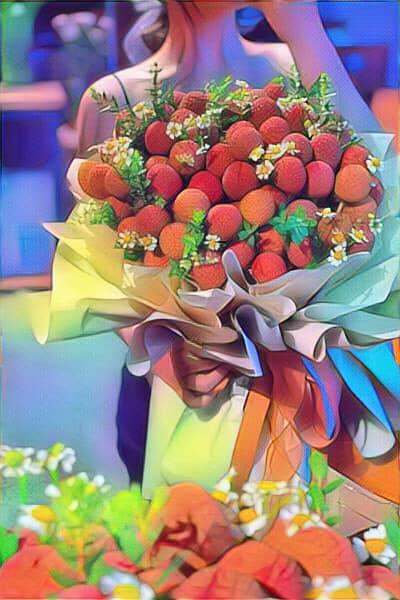 hoa vải, bó hoa quả vải, giá bó hoa đắt đỏ