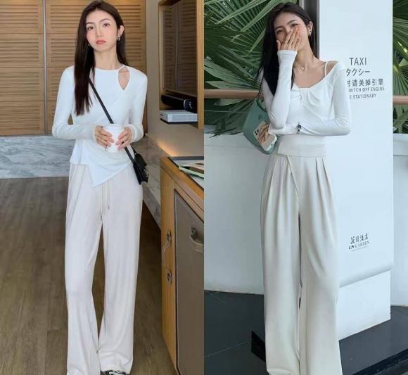 quần ống rộng, giày