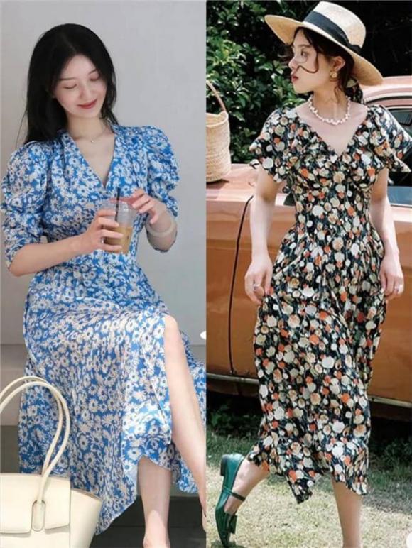 Mua Váy liền tay ngắn tay xòe rộng tôn dáng gầy eo trễ vai nữ 2023 Women  Dress váy dài mùa hè váy hoa nửa tay phong cách Hàn Quốc mẫu mới |