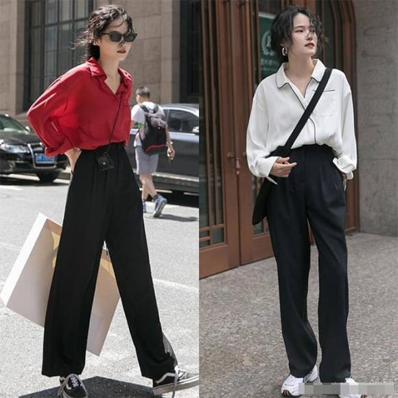 thời trang mùa hè, thời trang của cô nàng thấp bé, quần ống rộng không nên phối với giày này