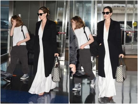 View - Angelina Jolie xuất hiện lộng lẫy tại sân bay JFK ở New York cùng cô con gái nhỏ Vivienne 