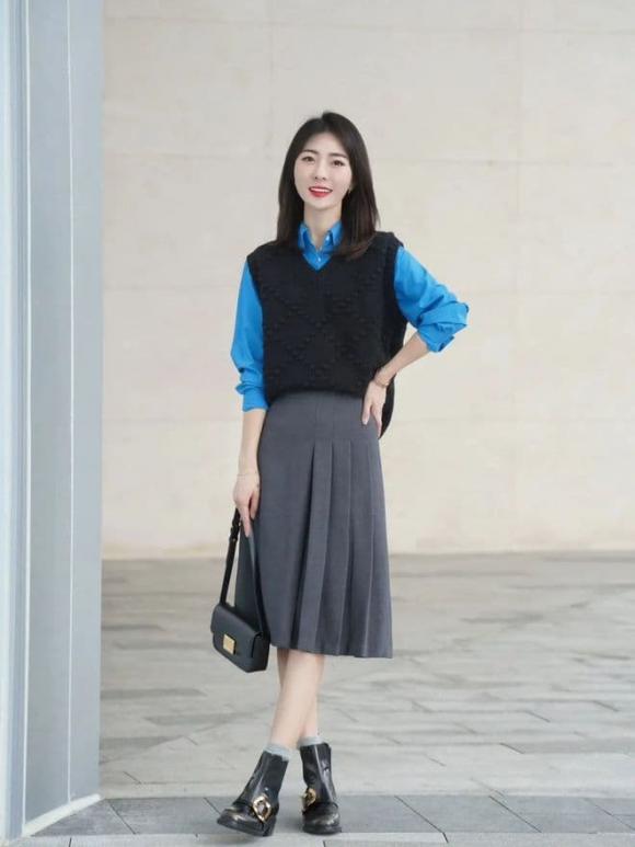 Hàng sẵn) Váy mùa thu đông 2020, cổ chữ V, tay dài mặc thanh lịch phong  cách Pháp | Shopee Việt Nam