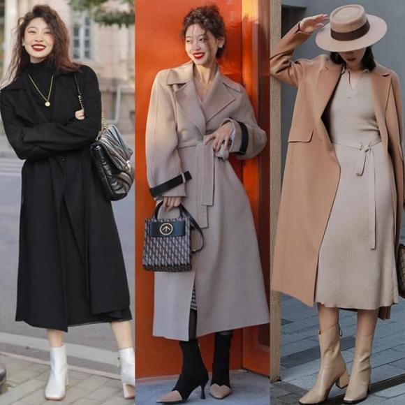 “Áo khoác + váy”, thời trang mùa đông, phong cách thời trang thanh lịch, nữ tính