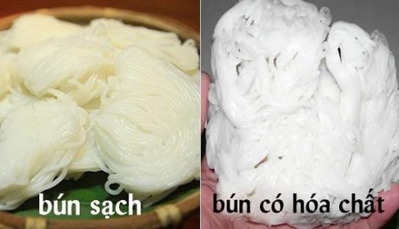 Bún,cách phân biệt bún sạch,bún nhiễm hóa chất