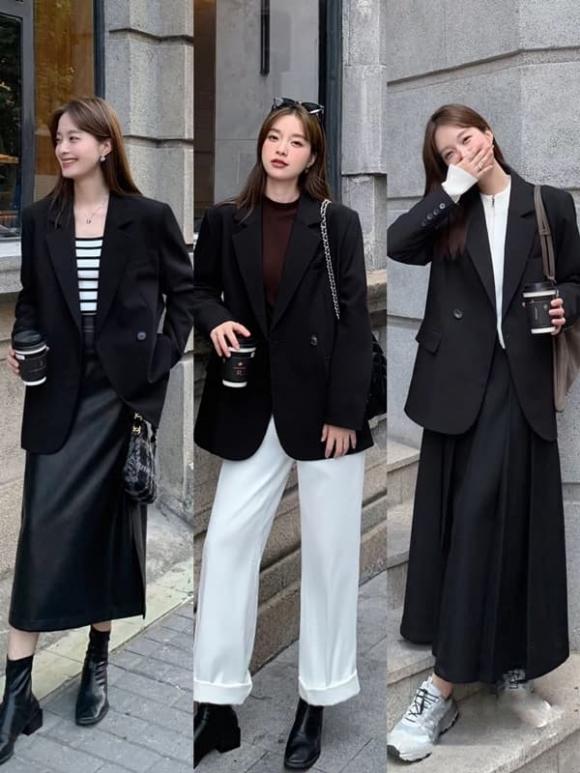 View - Nói đến ăn mặc thời trang thì phải nhìn vào những 'cô gái Hàn Quốc', bạn cũng có thể mặc vest đen để trông thanh lịch và sang trọng