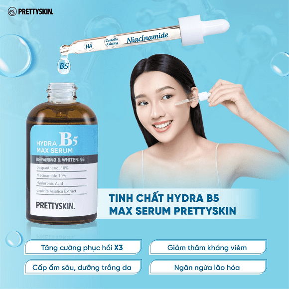 Prettyskin, nước tẩy trang B5, kem dưỡng trắng rau má Prettyskin, chăm sóc da