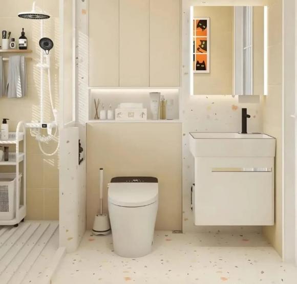 thiết kế phòng tắm, bồn cầu, bồn cầu bệt