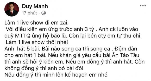 Tuấn Hưng, Duy Mạnh, Tuấn Hưng thách thức Duy Mạnh, sao việt 