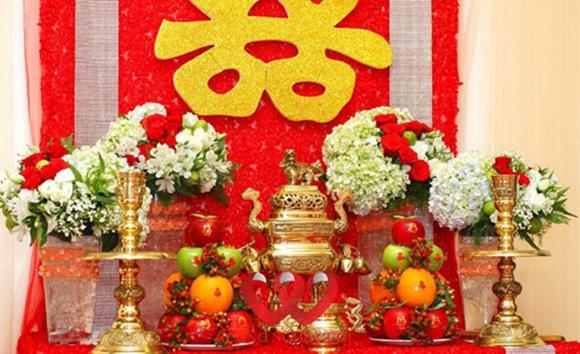 bàn thờ ngày cưới, trang trí bàn thờ ngày cưới, mùa cưới