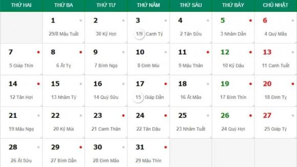 Ngày 8 tháng 10, ngày 8 tháng 10 là ngày gì, lịch âm ngày 8 tháng 10, ngày 8 tháng 10 của trung quốc, kiến thức 