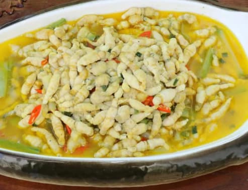 sâu xanh, món ăn sâu xanh, sâu đậu nành, món ăn rùng rợn