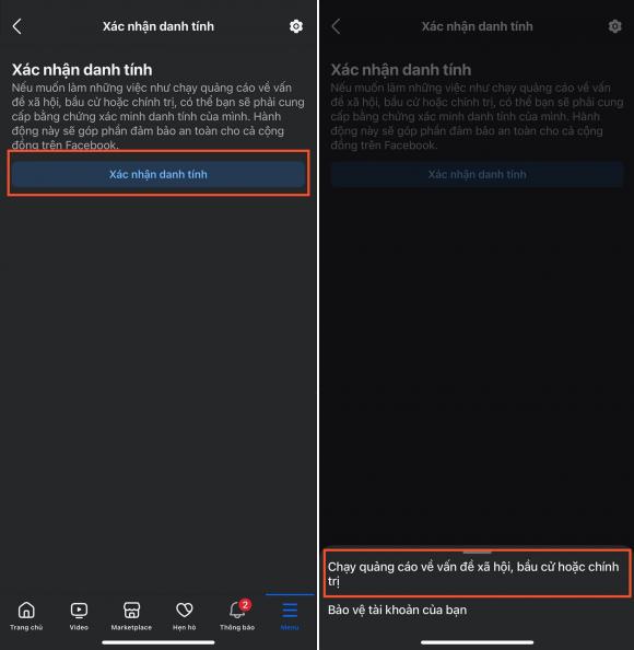 Cách xác thực Facebook