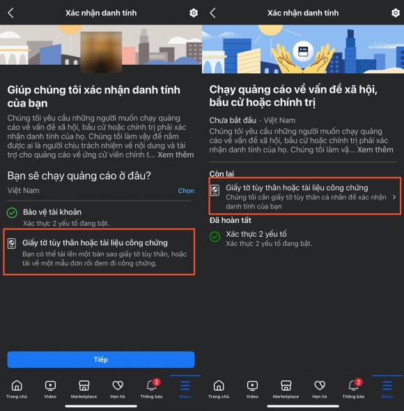 Cách xác thực Facebook